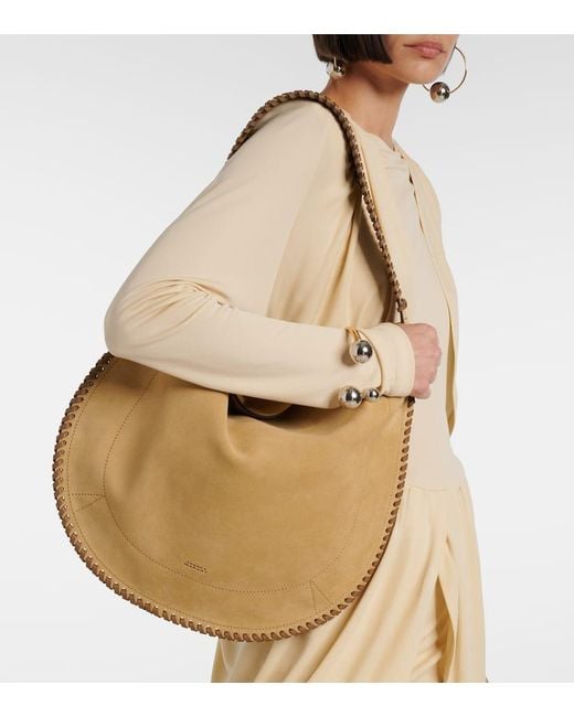 Isabel Marant Natural Oskan Medium Suede Shoulder Bag
