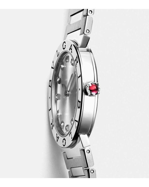 BVLGARI Metallic Uhr Lady Mit Diamanten Und Rubellit