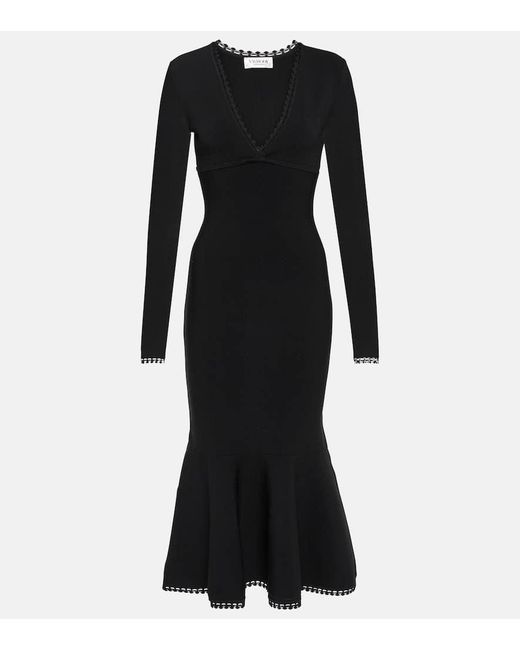 Victoria Beckham Flared Midi Dress in Black | Lyst