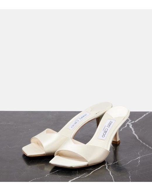 Jimmy Choo White Skye 70 Satin Mules
