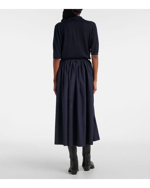 Gabriela Hearst Blue Chiara Cotton Midi Skirt