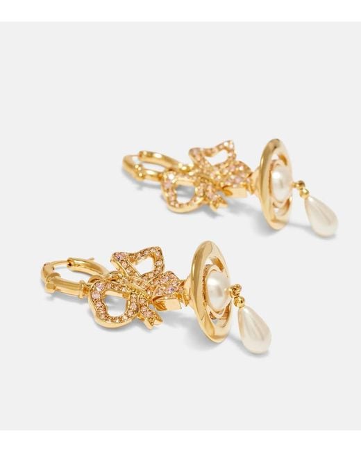 Vivienne Westwood Metallic Rigoberta Faux Pearl Drop Earrings
