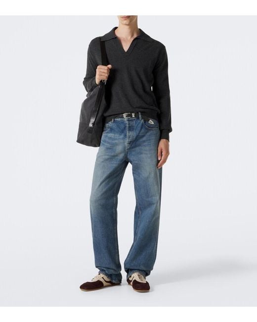 Moncler Black Wool And Cashmere-Blend Polo Sweater for men