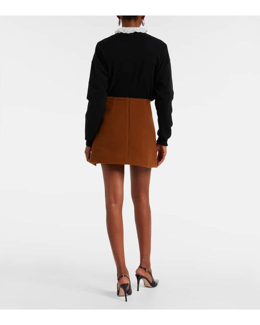 Minifalda En Mezcla De Lana Patou de color Brown