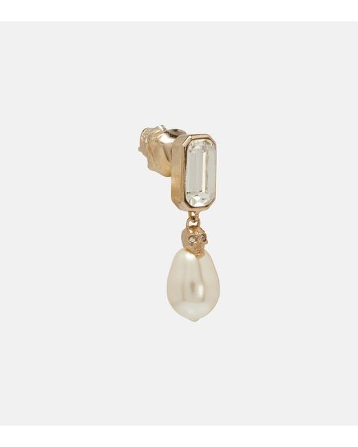 McQueen Metallic Skull Embellished Drop Earrings