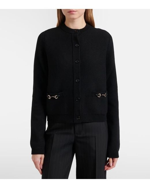 Gucci Black Horsebit Wool And Cashmere Cardigan