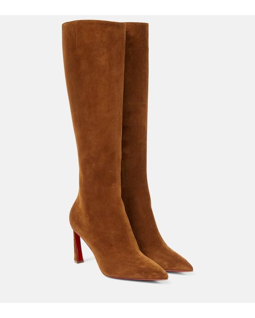 Christian Louboutin Brown Condora Botta 85 Suede Knee-High Boots