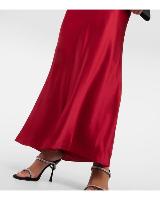 The Sei Red Silk Satin Maxi Skirt