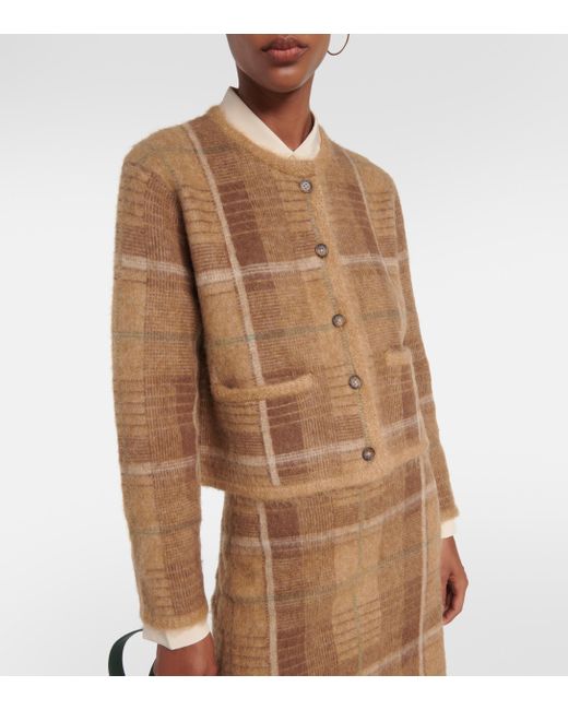 Polo Ralph Lauren Brown Checked Intarsia Alpaca And Wool Cardigan