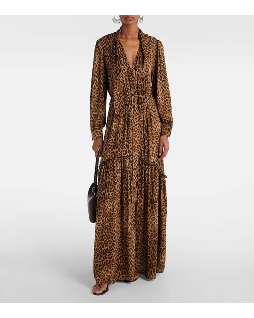 Abito Lungo Skylar Con Stampa Leopardata di Melissa Odabash in Brown