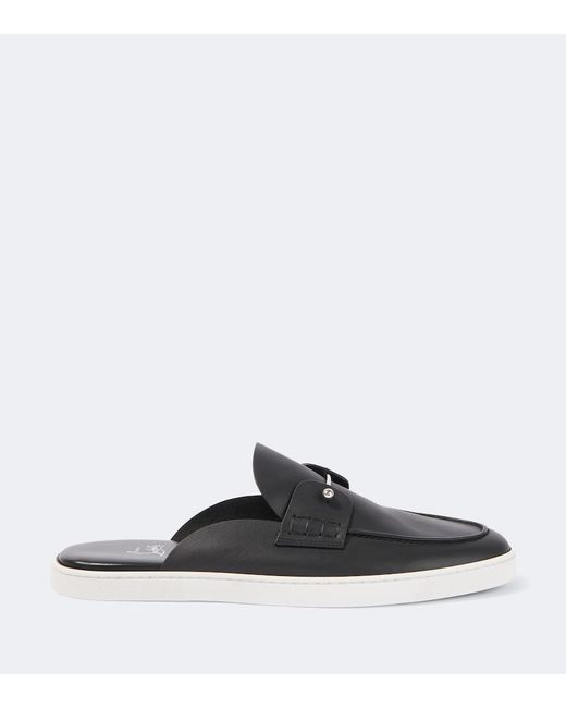 Christian Louboutin Black Chanme Leather Mules for men