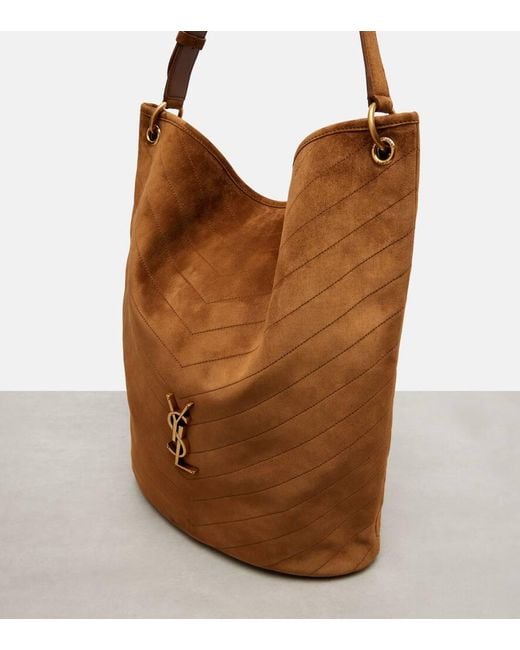 Saint Laurent Brown Bucket Bag Niki Cassandre Aus Veloursleder