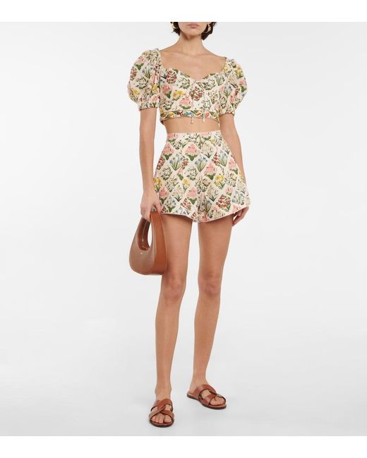 Agua Bendita Multicolor Floral-print Cropped Top