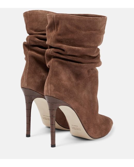Paris Texas Brown Slouchy Suede Ankle Boots