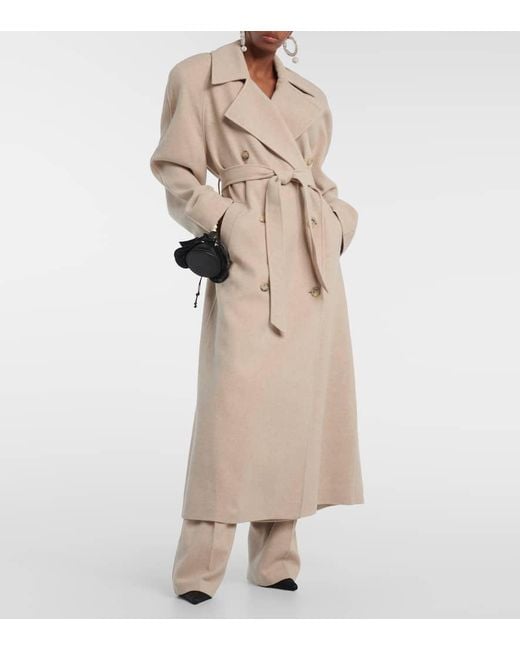 Magda Butrym Natural Double-Breasted Cashmere Coat