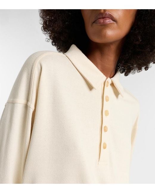 Khaite White Faithful Silk Jersey Polo Sweater