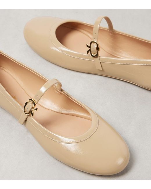 Gianvito Rossi Natural Carla Patent Leather Mary Jane Flats