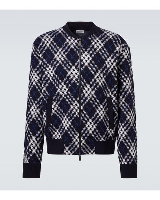 Burberry Blouson Check Aus Einem Wollgemisch in Blue für Herren