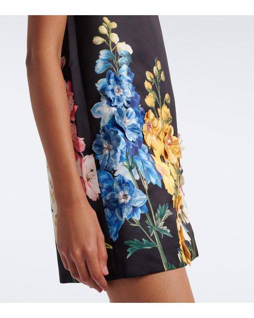 LEO LIN Black Yvonne Floral-Applique Minidress