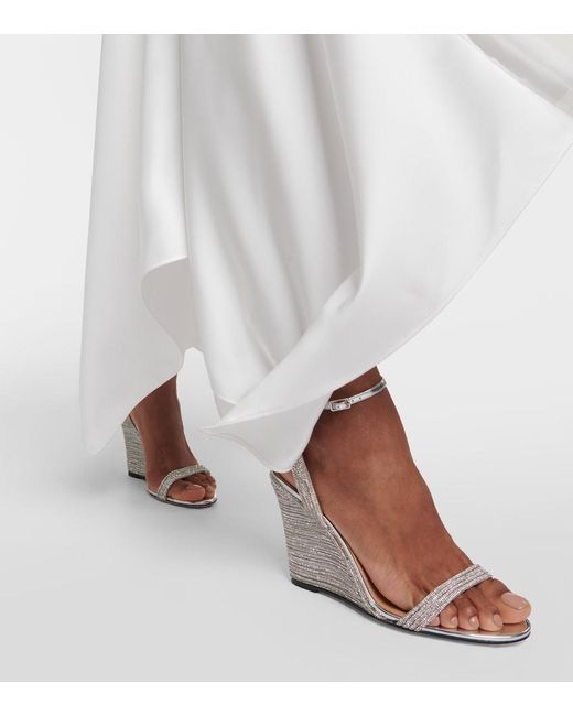 Aquazzura Metallic Wow Crystal 95 Wedge Sandals