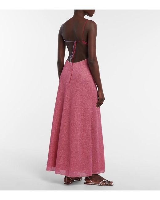 Oseree Pink Cut-Out Maxi Dress