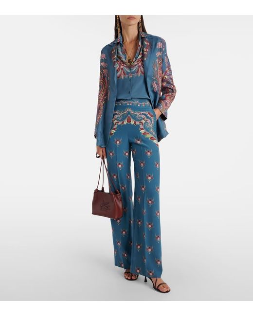 Etro Blue Paisley Silk Shirt