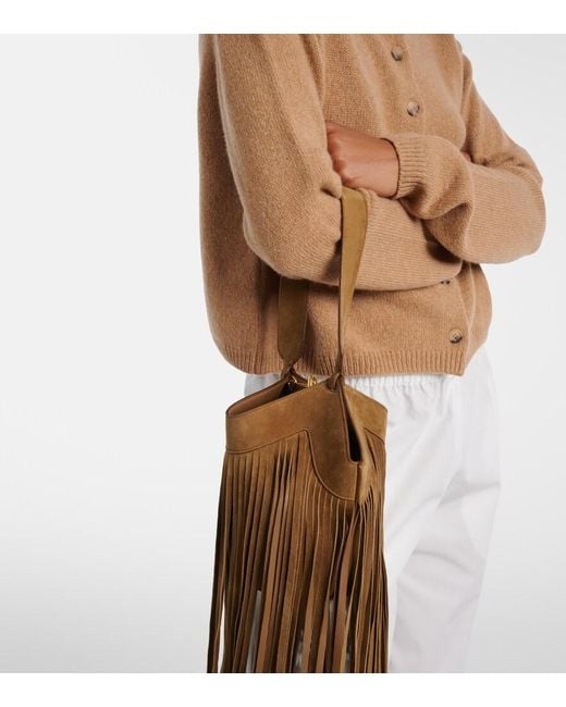 Khaite Metallic Lotus Nano Fringed Suede Tote Bag