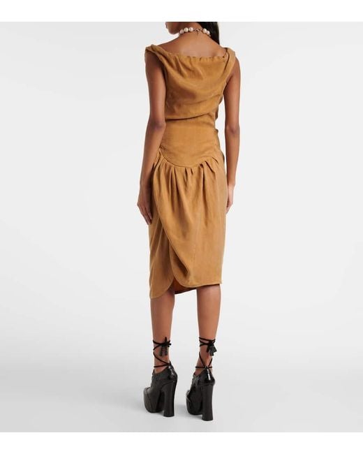 Abito Lungo Ginnie Con Ruches di Vivienne Westwood in Brown