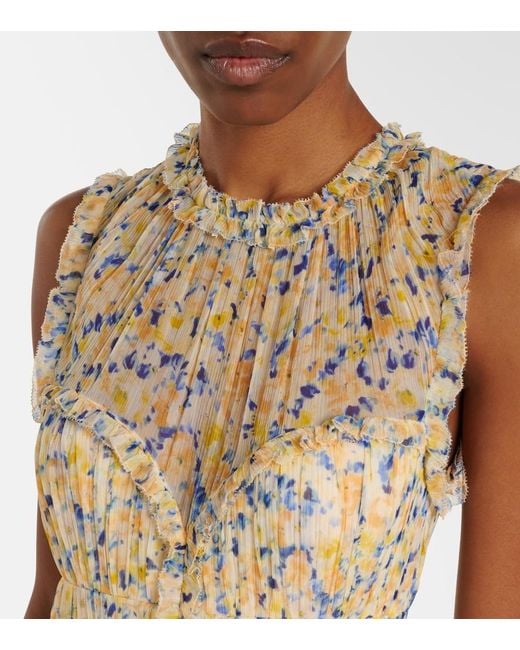 Ulla Johnson Metallic Kasia Floral Silk Chiffon Maxi Dress