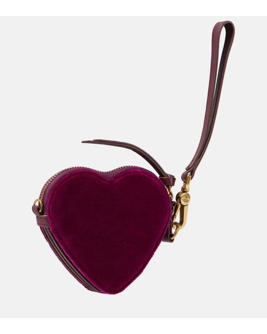 Vivienne Westwood Purple Heart Velvet Coin Purse With Strap