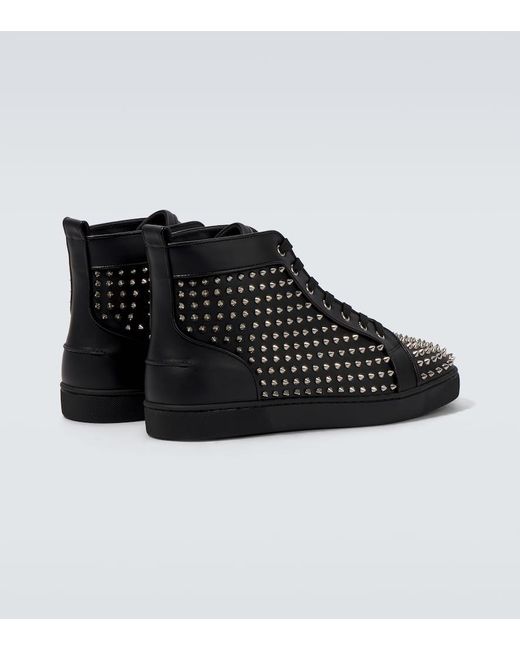 Christian Louboutin Louis Spikes Leather Sneakers in Black for Men Lyst