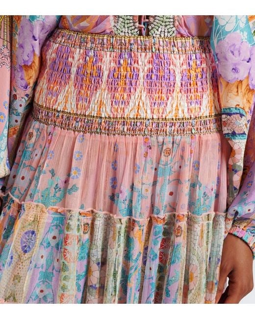 Camilla Printed Tiered Silk Maxi Skirt