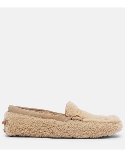 Tod's Natural Gommino Shearling Driving Shoes