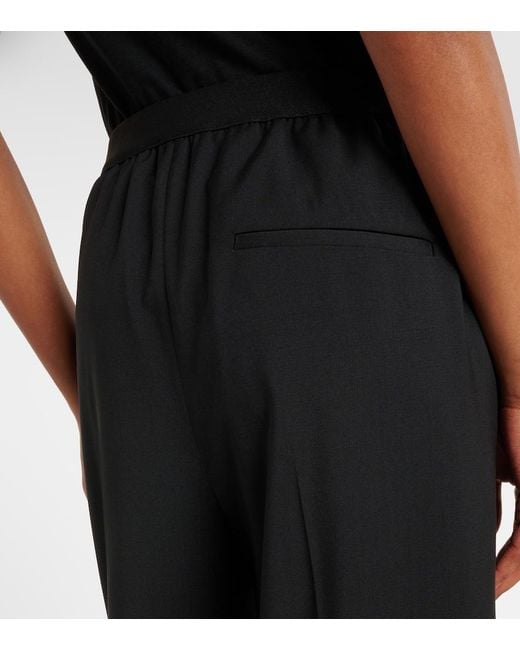 Loewe Black Logo Wool Mid-Rise Straight Pants