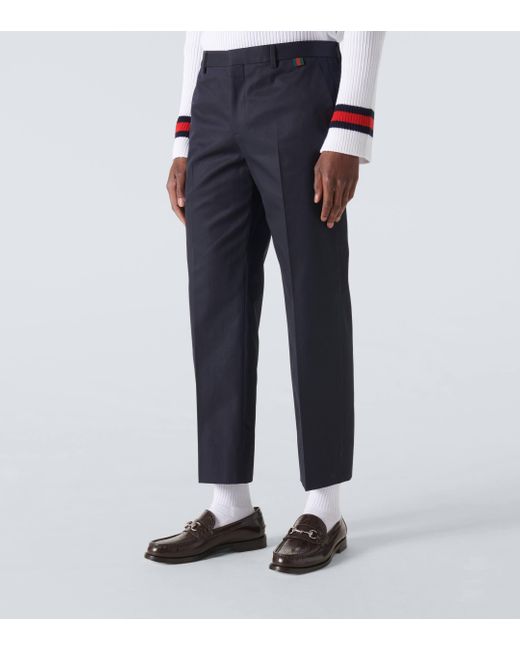 Gucci Blue Cotton Twill Straight Pants for men