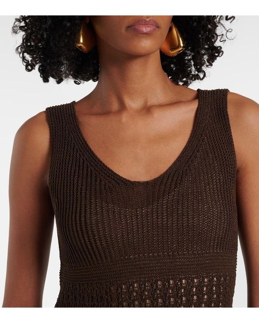 Max Mara Brown Maxikleid Valois Aus Einem Baumwollgemisch