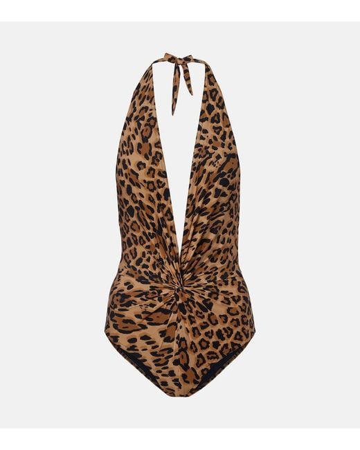 Karla Colletto Brown Ava Leopard-Print Swimsuit