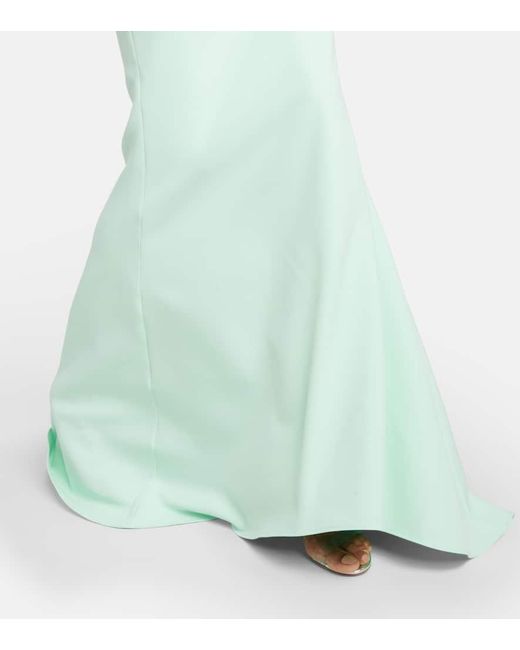 Safiyaa Green Caped Crepe Gown