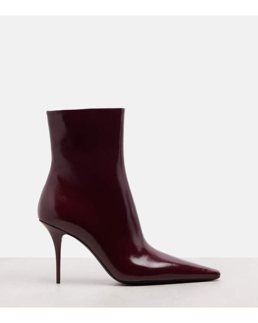 Saint Laurent Purple Ashley 90 Leather Ankle Boots