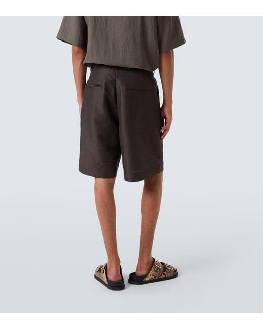 Commas Black Linen And Wool Shorts for men