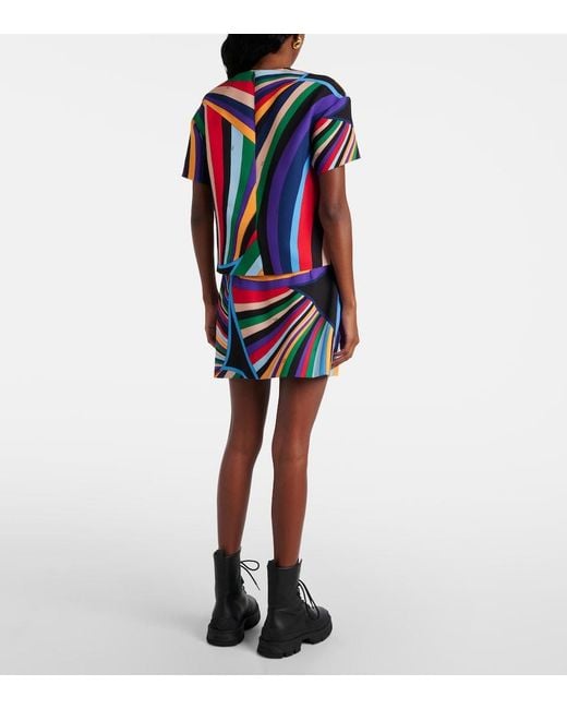 Emilio Pucci Blue Printed Cady Zip-Front Top