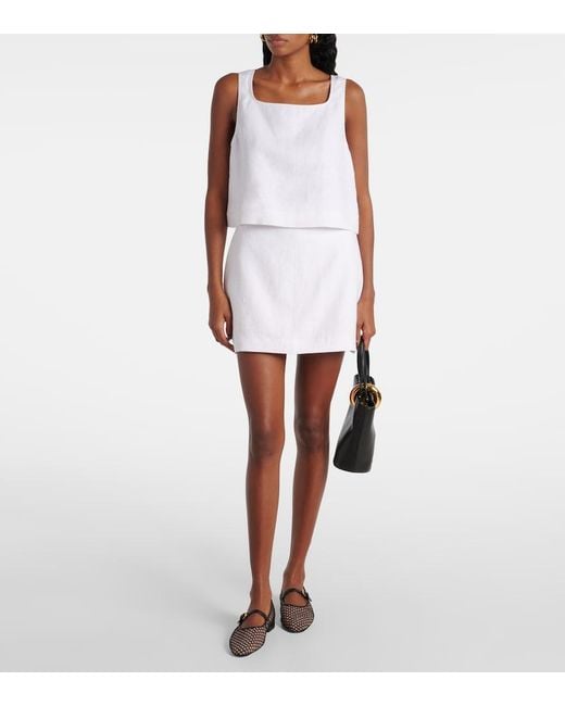 Posse White Alice Linen Miniskirt