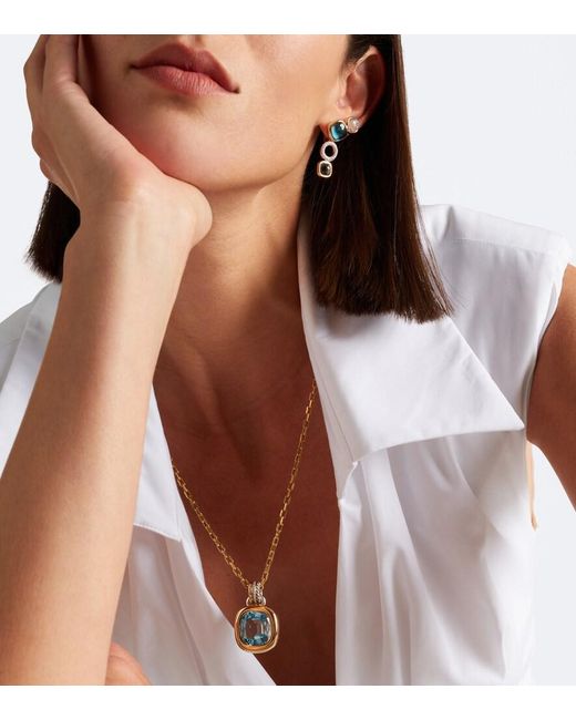 David Yurman Blue Dy Mercer 18Kt And Sterling Pendant With Topaz And Diamonds