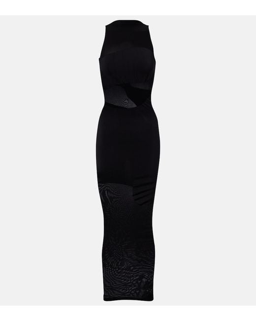 Wolford Black Shade Paneled Midi Dress