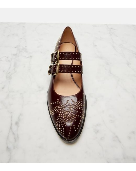 Chloé Brown Susanna 40 Studded Leather Mary Jane Pumps