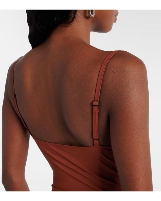 Christopher Esber Red Pierced Orbit Cutout Jersey Minidress