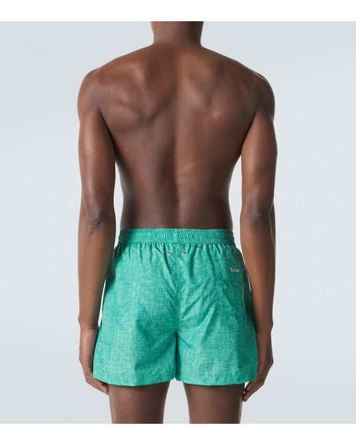Kiton Green Logo Swim Trunks for men