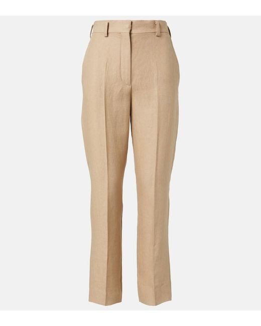 Loro Piana Natural Neo Derk Linen Crepe Straight Pants