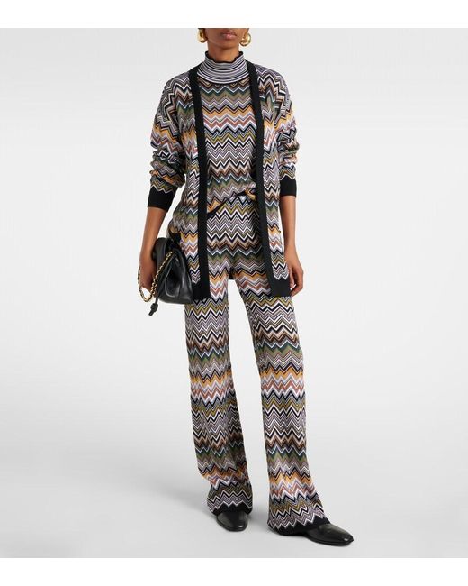 Missoni Gray Zigzag High-Rise Flared Pants