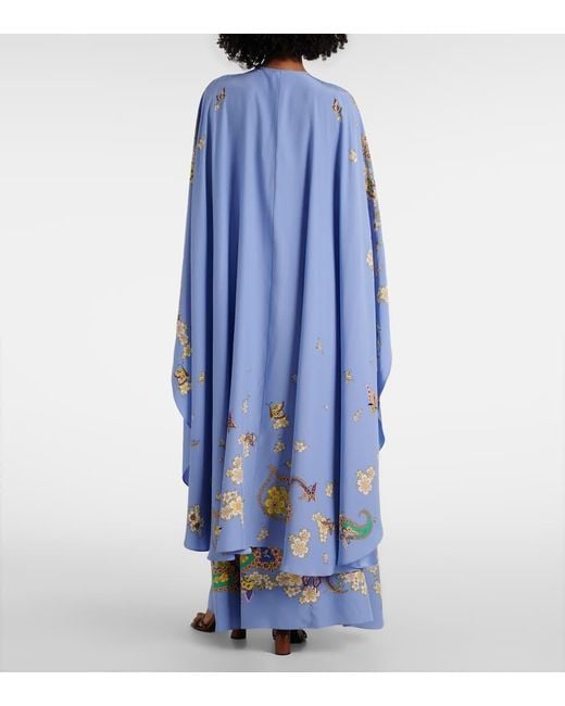 Etro Blue Floral Paisley Silk Gown